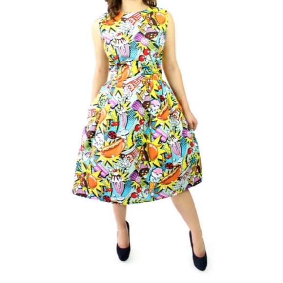 Hemet Dresses & Skirts - Hemet | Junk Food Pop Art Retro Pleated Dress